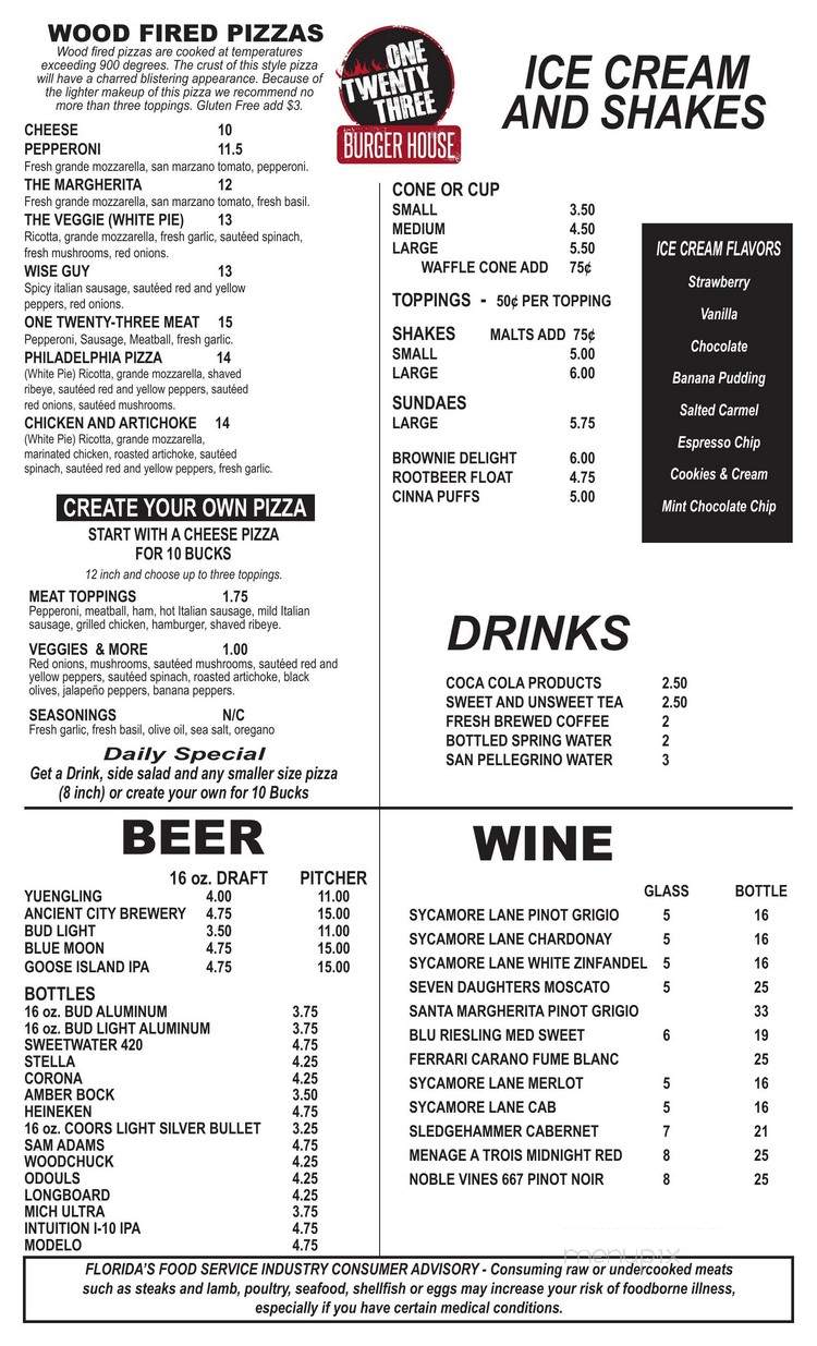 One Twenty Three Burger House - Saint Augustine, FL