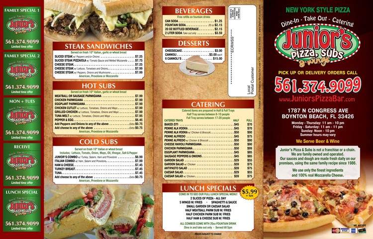 Juniors Pizza & Subs - Boynton Beach, FL