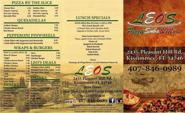 Leo's Pizza Subs & More - Kissimmee, FL