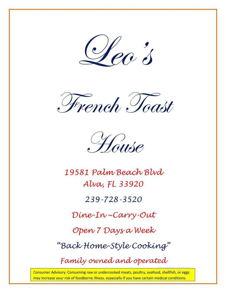 Leo's French Toast House - Alva, FL