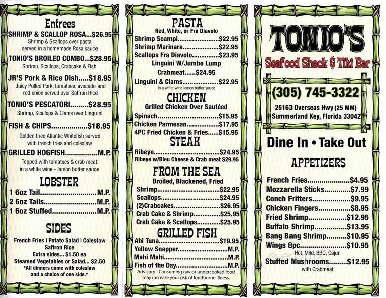 Tonio's Seafood Shack And Tiki Bar - Summerland Key, FL