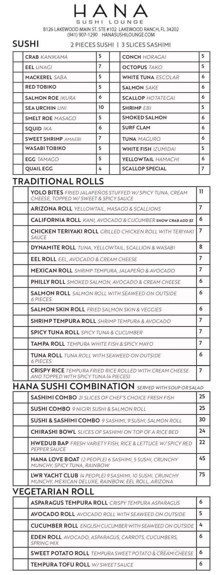 Hana Sushi Lounge - Bradenton, FL