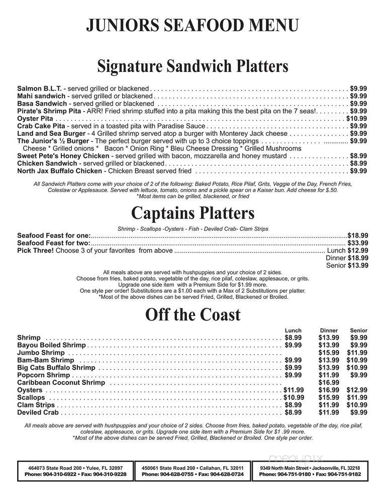 Junior's Seafood Restaurant And Grill - Yulee, FL