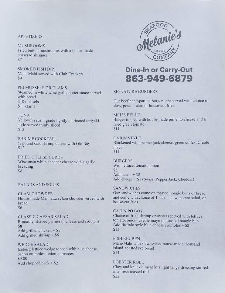 Melanie's Seafood - Lake Wales, FL