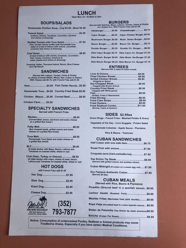 Mabel's Early Bird Restaurant - Sumterville, FL