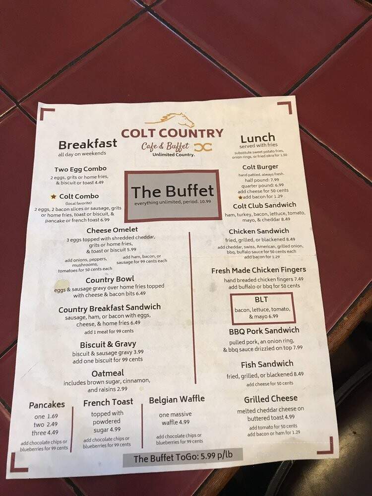 Colt Country Cafe & Buffet - Reddick, FL