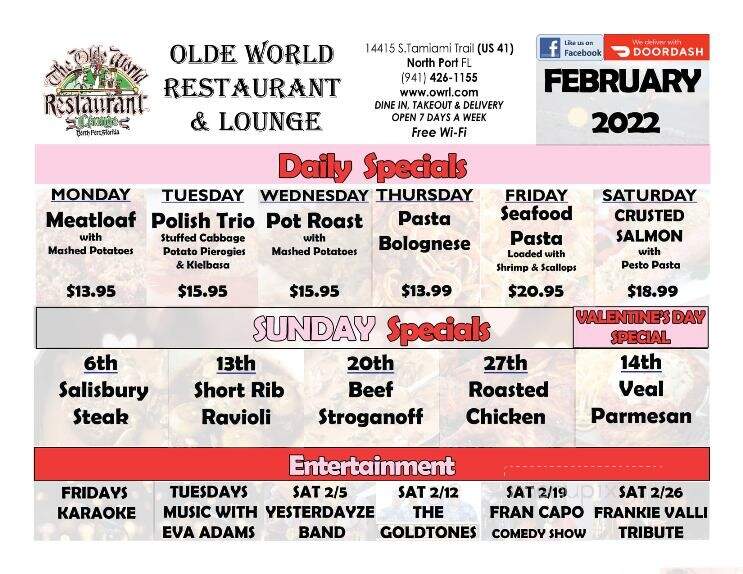 Olde World Restaurant - North Port, FL