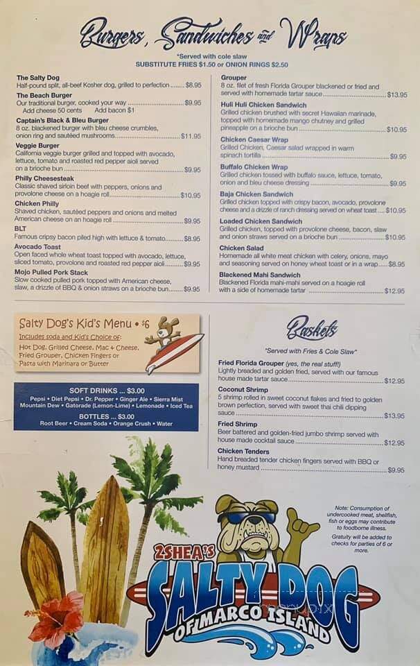 2 Shea's Salty Dogmenu - Marco Island, FL