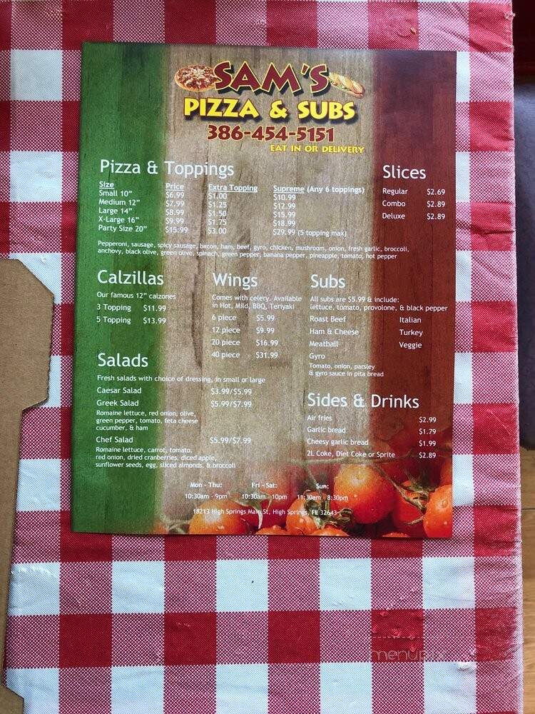 Sam's Pizza And Subs - High Springs, FL