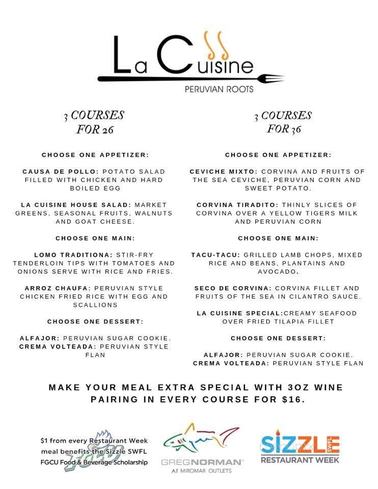 La Cuisine Peruvian Restaurant - Naples, FL