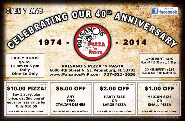 Paisano's Pizza N Pasta - St Petersburg, FL