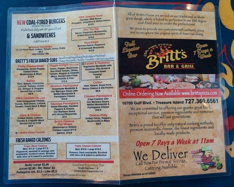 Britt's Coal Fire Pizza - Treasure Island, FL