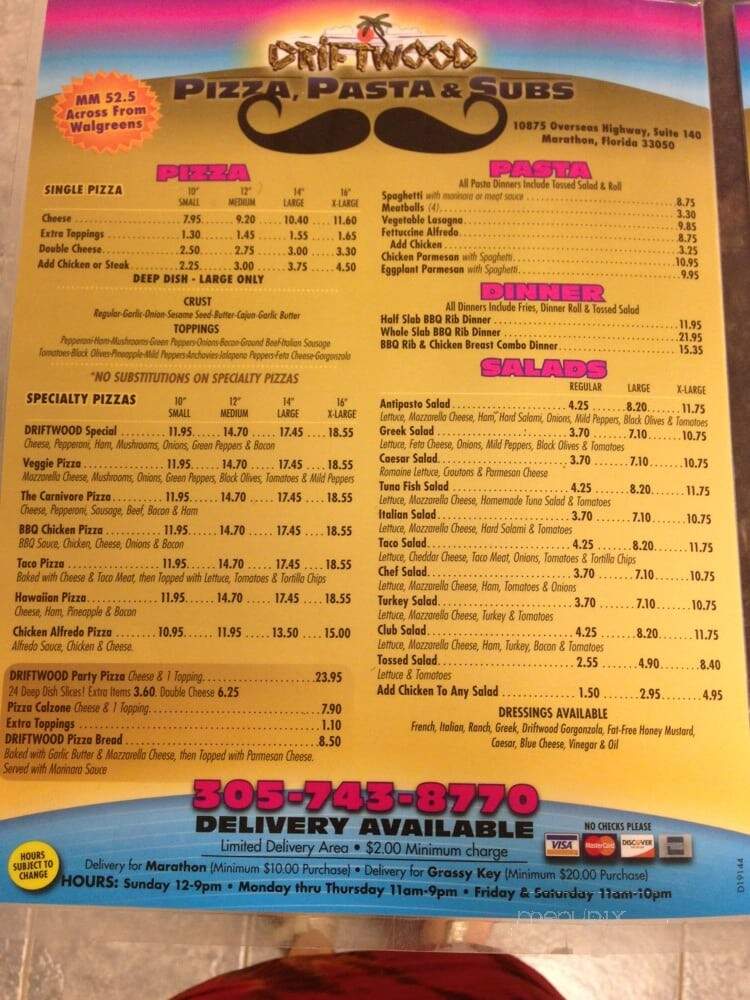 Driftwood Pizza & Subs - Marathon, FL